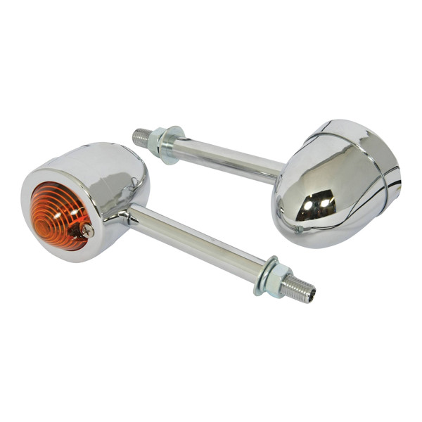 Bike It Bike it extra long stem mini custom indicators with chrome body and amber lens